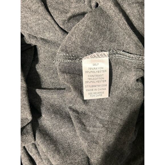 AND THE WHY Top Women’s Sz Small Grey RUFFLE SLEEVE BABYDOLL Shirt Boho Crochet - Picture 4 of 8